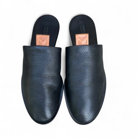 Mercedes Castillo Teah Black Leather Mules Shoes Lug Sole Minimalist Fall 6 - Picture 2 of 13
